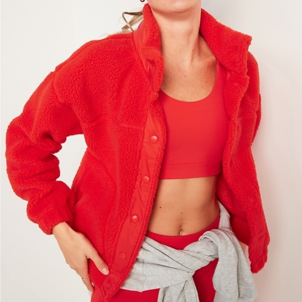 SOLD // Sherpa Snap-Front Flurry Crop Jacket